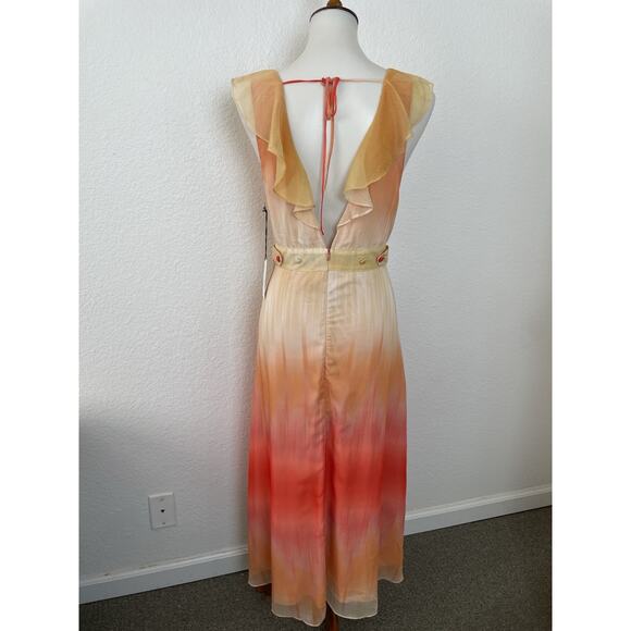 Flynn Skye Tank Dress Mid Side Slit Plunge Ruffled Ombre - Picture 7 of 12
